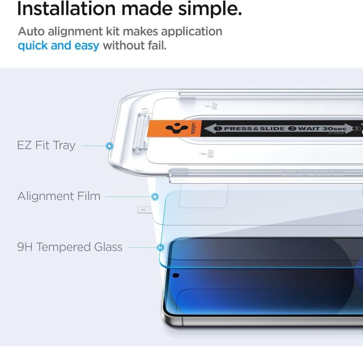 Комплект защитных стекол Spigen (SGP) GLAS.tR EZ Fit Sensor Protected для Samsung Galaxy S24 FE (S721) AGL08729: фото 8 из 13