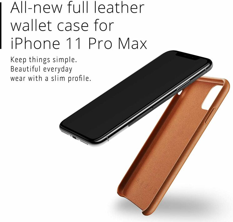 Кожаный чехол MUJJO Full Leather Wallet для Apple iPhone 11 Pro Max - Monaco Blue: фото 2 из 8