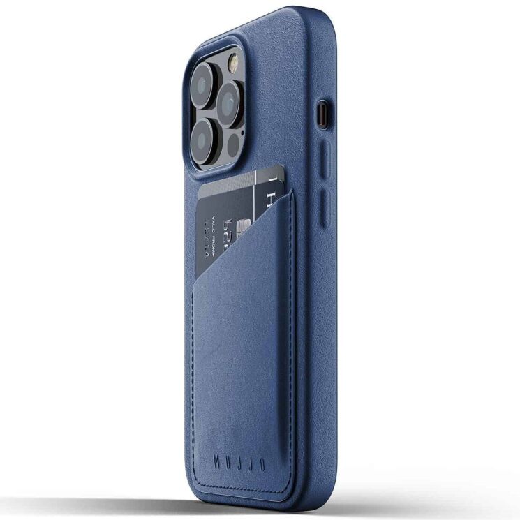 Кожаный чехол MUJJO Full Leather Wallet для Apple iPhone 13 Pro - Monaco Blue: фото 2 из 16
