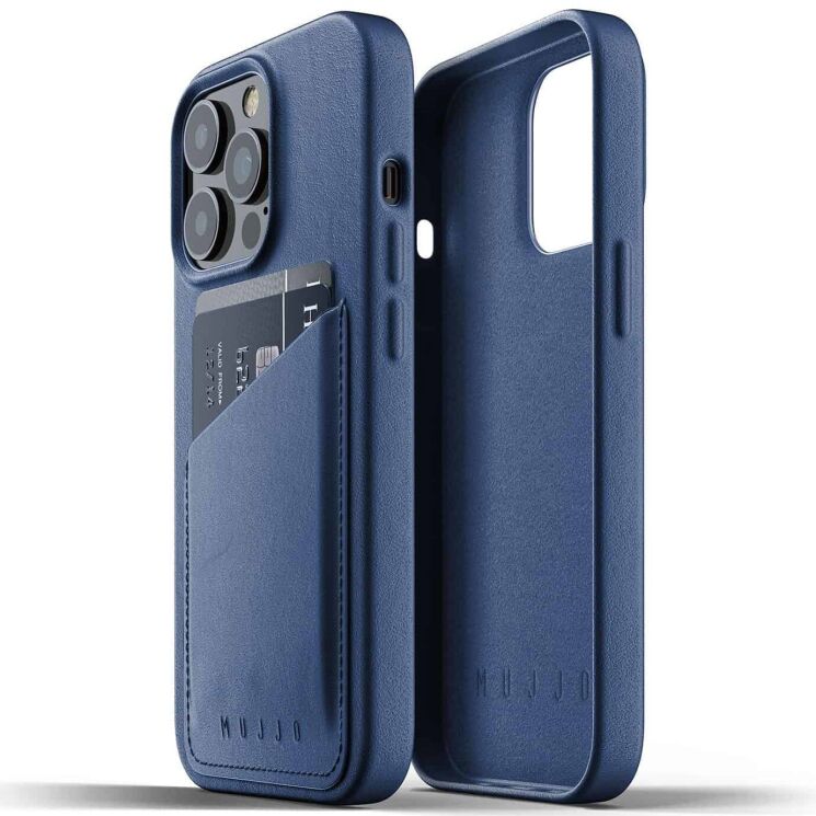 Кожаный чехол MUJJO Full Leather Wallet для Apple iPhone 13 Pro - Monaco Blue: фото 3 из 16