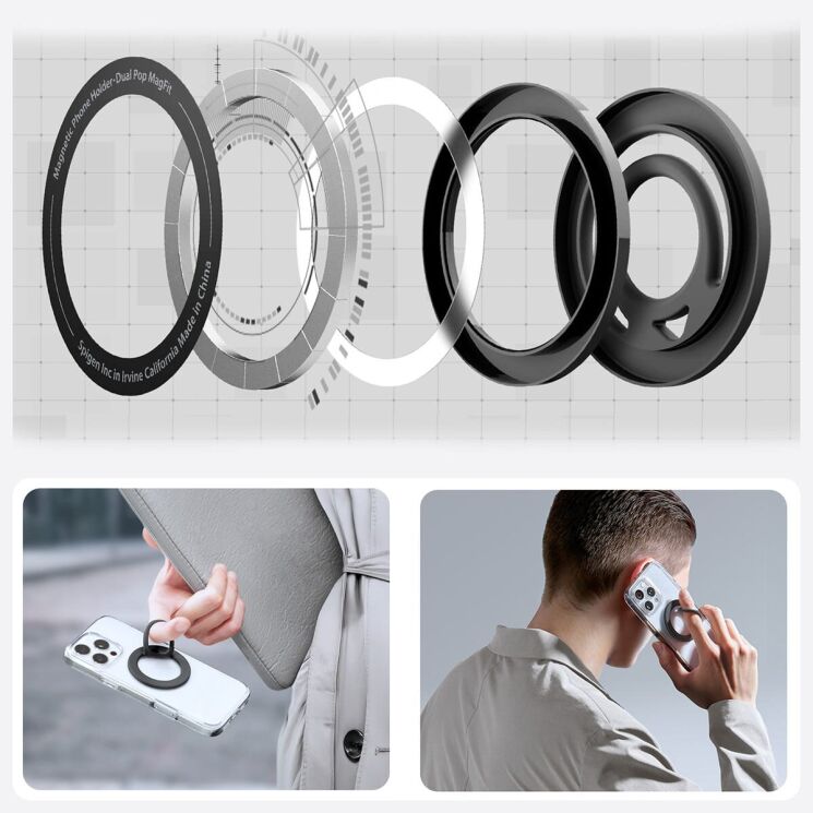 Магнитное кольцо-держатель Spigen (SGP) Dual Pop Mag (AMP08886) - Black: фото 7 из 10