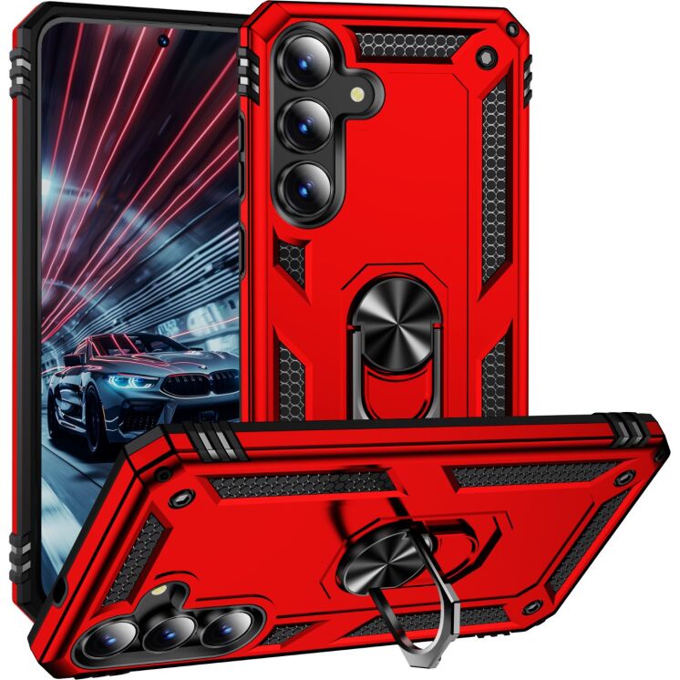 Противоударный чехол с подставкой Deexe Armor Case для Samsung Galaxy S26 FE - Red: фото 1 из 7