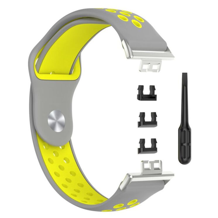 Ремешок Deexe Dot Color для Huawei Watch Fit - Grey / Yellow: фото 5 из 5