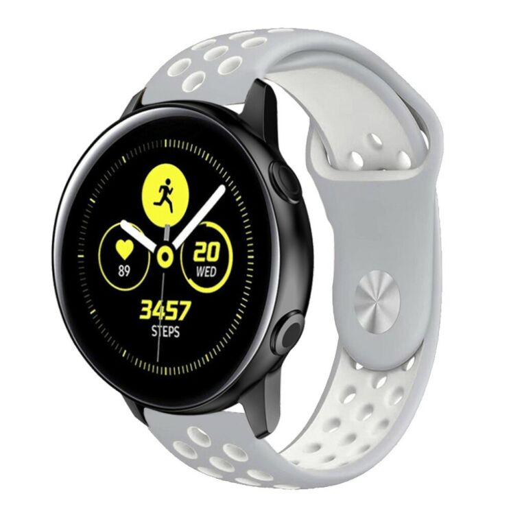 Ремешок Deexe Dot Color для Samsung Watch Active / Active 2 40mm / Active 2 44mm - Grey / White: фото 2 из 4