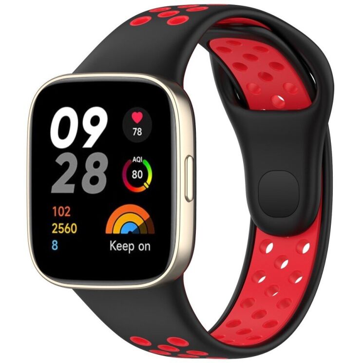 Ремешок Deexe Dot Color для Xiaomi Redmi Watch 3 - Black / Red: фото 5 из 7