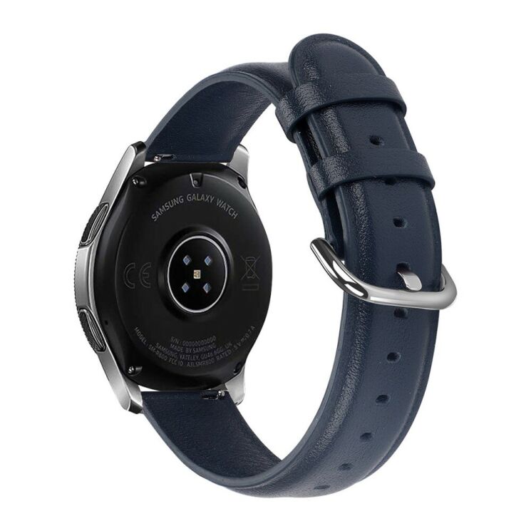 Ремешок Deexe Leather Strap для Huawei Watch GT 2e - Dark Blue: фото 2 из 6