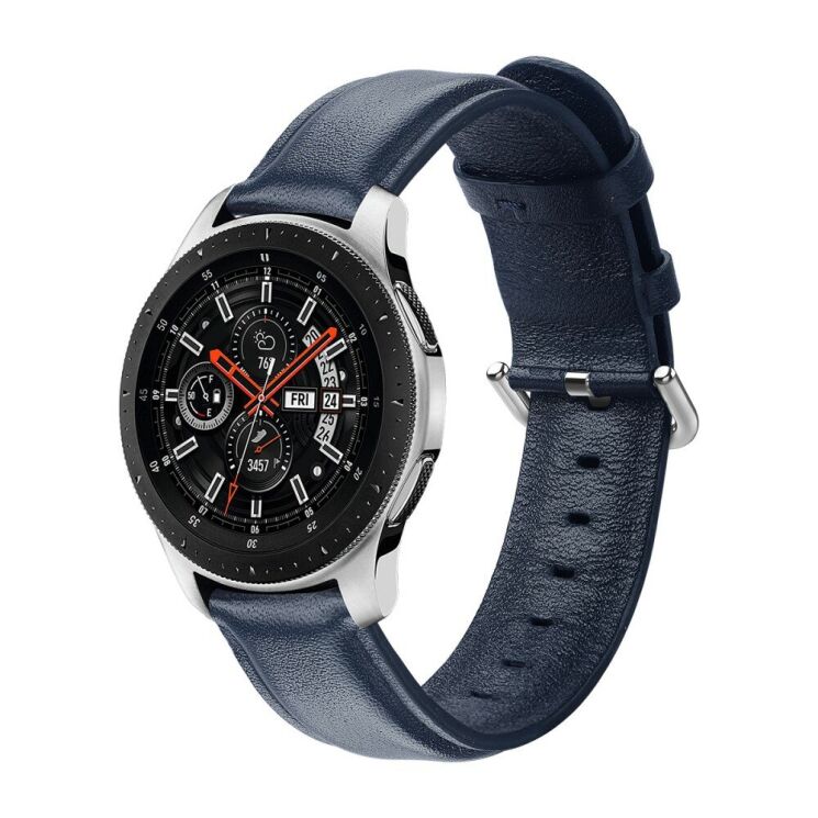 Ремешок Deexe Leather Strap для Huawei Watch GT 2e - Dark Blue: фото 1 из 6