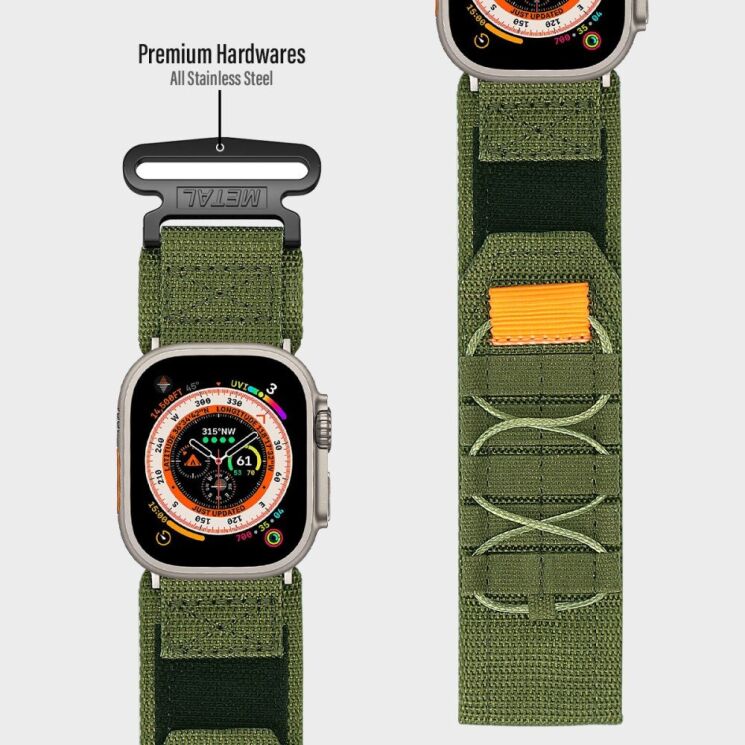 Ремешок Deexe Military для Apple Watch 46 / 45 / 44 / SE 44 / 42 (Series 1-3) / Ultra / Ultra 2 - Army Green: фото 3 из 8