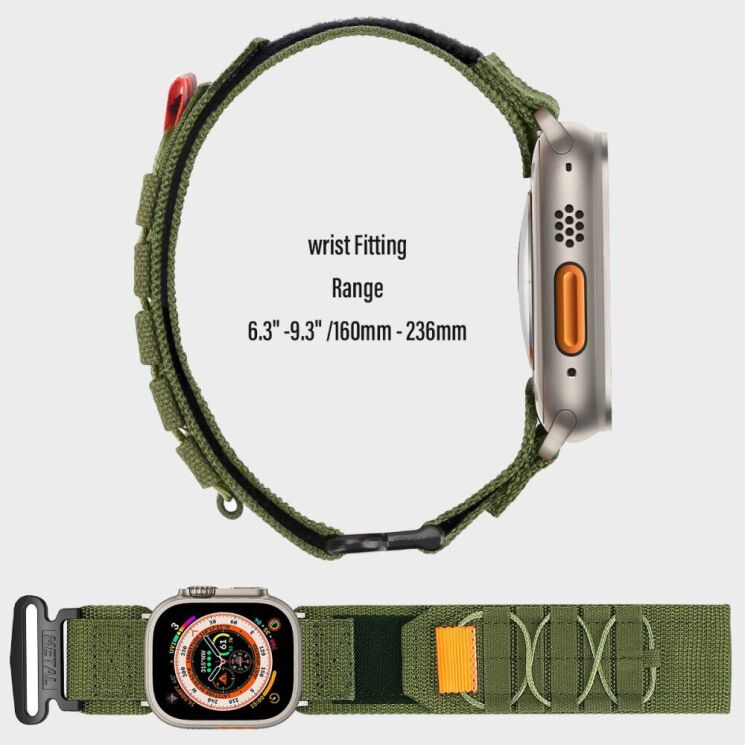 Ремешок Deexe Military для Apple Watch 46 / 45 / 44 / SE 44 / 42 (Series 1-3) / Ultra / Ultra 2 - Army Green: фото 2 из 8