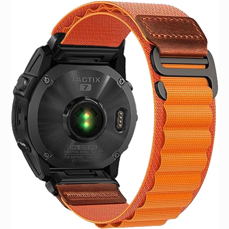 Ремінець Deexe Nylon Leather для Garmin з кріпленням Quick Fit 26mm - Orange: фото 1 з 6