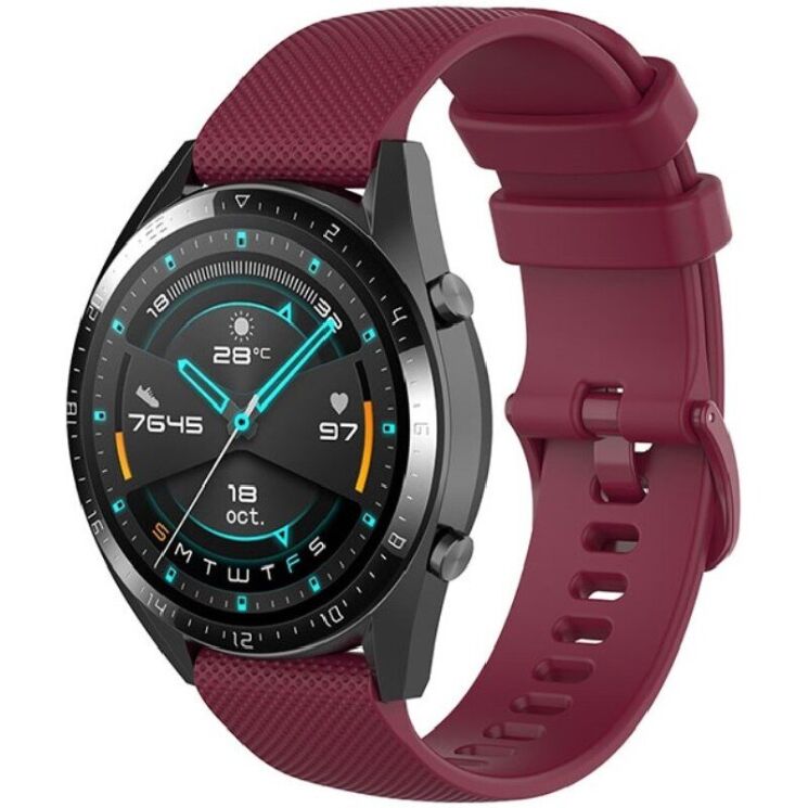 Ремешок Deexe Silicone Watchband для Huawei Watch GT 3 (46mm) - Wine Red: фото 2 из 8