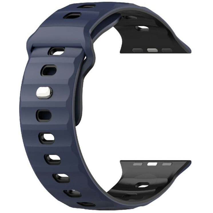Ремінець Deexe Sport Design для Apple Watch 46 / 45 / 44 / SE 44 / 42 (Series 1-3) / Ultra / Ultra 2 - Midnight Blue / Black: фото 4 з 9