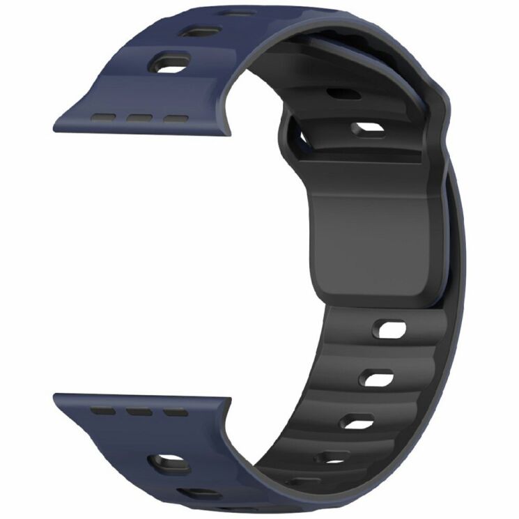 Ремінець Deexe Sport Design для Apple Watch 46 / 45 / 44 / SE 44 / 42 (Series 1-3) / Ultra / Ultra 2 - Midnight Blue / Black: фото 3 з 9