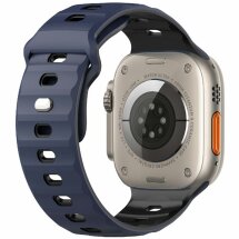 Ремінець Deexe Sport Design для Apple Watch 46 / 45 / 44 / SE 44 / 42 (Series 1-3) / Ultra / Ultra 2 / Ultra 3 - Midnight Blue / Black: фото 1 з 9