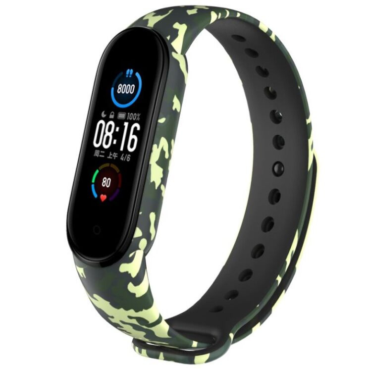 Ремешок Deexe Style Strap для Xiaomi Mi Band 5 / Mi Band 6 - Green/Camouflage: фото 1 из 5