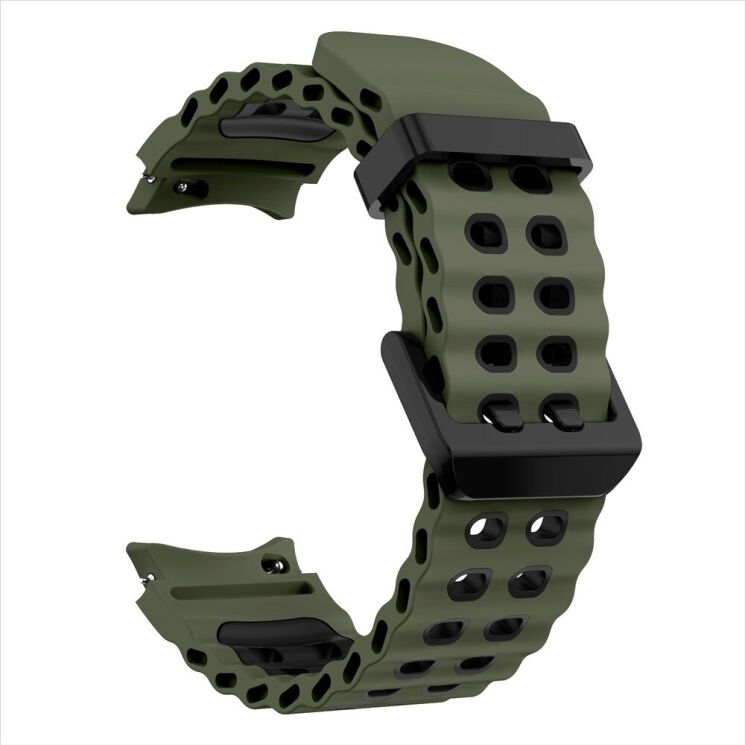 Ремінець KALEBOL Ocean Strap для Samsung Galaxy Watch 4 / 4 Classic / 5 / 5 Pro / 6 / 6 Classic / 7 / FE - Army Green / Black: фото 2 з 9