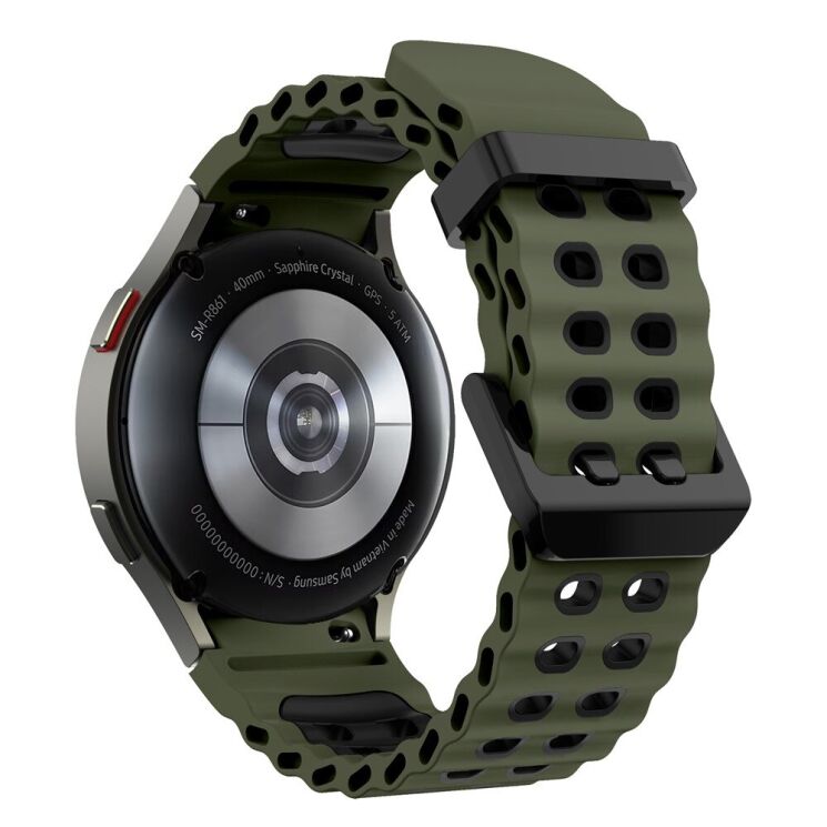 Ремінець KALEBOL Ocean Strap для Samsung Galaxy Watch 4 / 4 Classic / 5 / 5 Pro / 6 / 6 Classic / 7 / FE - Army Green / Black: фото 1 з 9