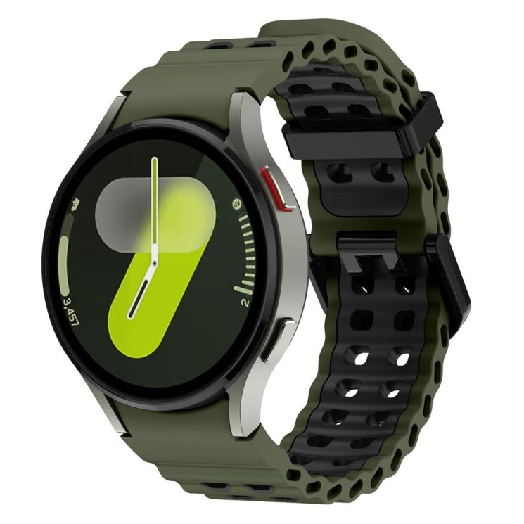 Ремінець KALEBOL Ocean Strap для Samsung Galaxy Watch 4 / 4 Classic / 5 / 5 Pro / 6 / 6 Classic / 7 / FE - Army Green / Black: фото 4 з 9
