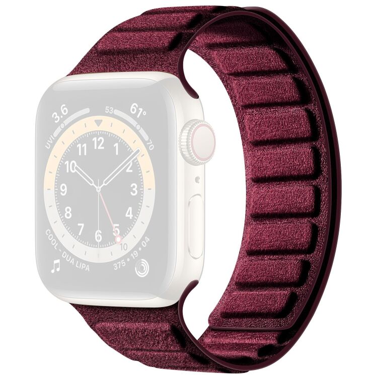 Ремешок Reframe Suede Leather для Apple Watch 46 / 45 / 44 / SE 44 / 42 (Series 1-3) / Ultra / Ultra 2 / Ultra 3 - Wine Red: фото 1 из 7