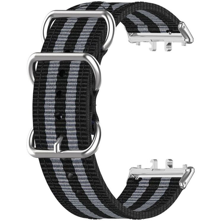 Ремінець UniCase Nylon Braslet для Samsung Galaxy Fit 3 - Black / Grey / Black / Grey / Black: фото 3 з 6