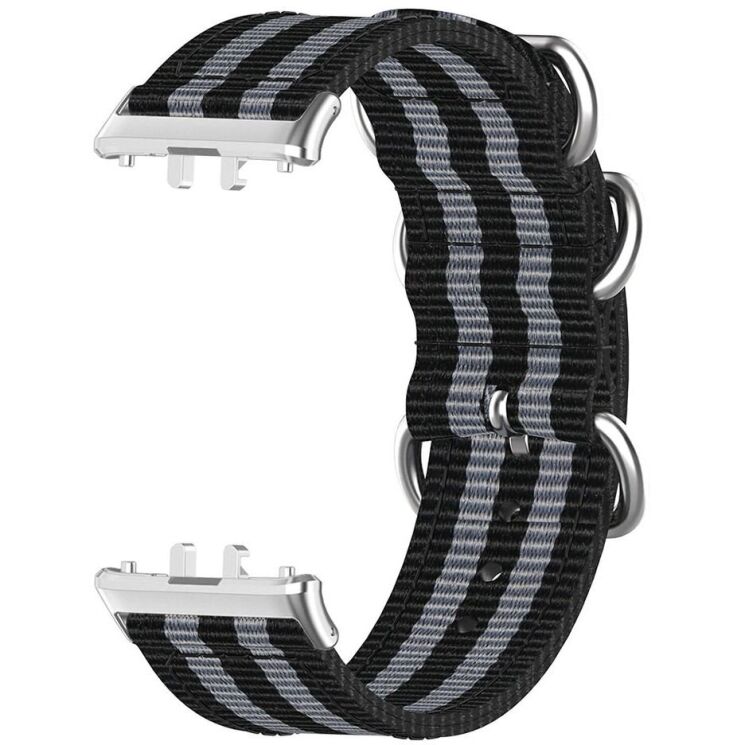 Ремінець UniCase Nylon Braslet для Samsung Galaxy Fit 3 - Black / Grey / Black / Grey / Black: фото 5 з 6