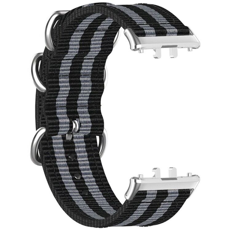Ремінець UniCase Nylon Braslet для Samsung Galaxy Fit 3 - Black / Grey / Black / Grey / Black: фото 4 з 6