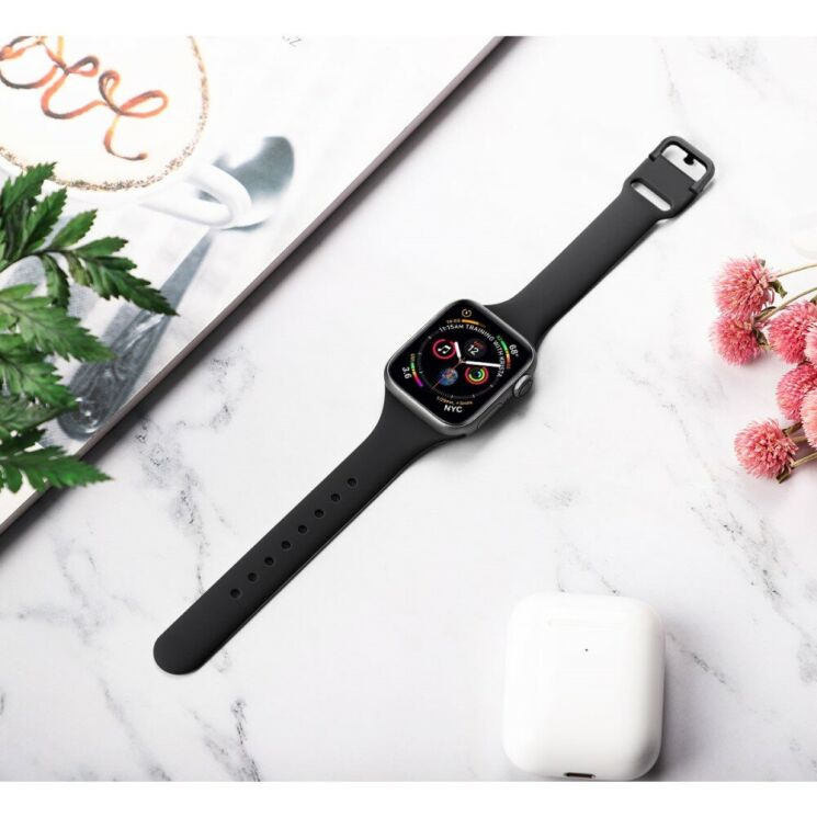 Ремінець UniCase Silicone Strap для Apple Watch 42 (Series 10/11) / 41 / 40 / SE 40 / 38 - Black: фото 4 з 5