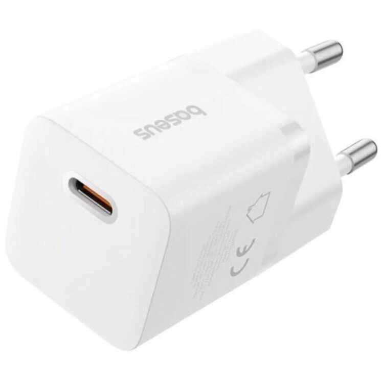 Мережевий зарядний пристрій Baseus GaN 1C 25W + кабель Type-C to Type-C (100W, 1m) P10110909213-01 - White: фото 2 з 3