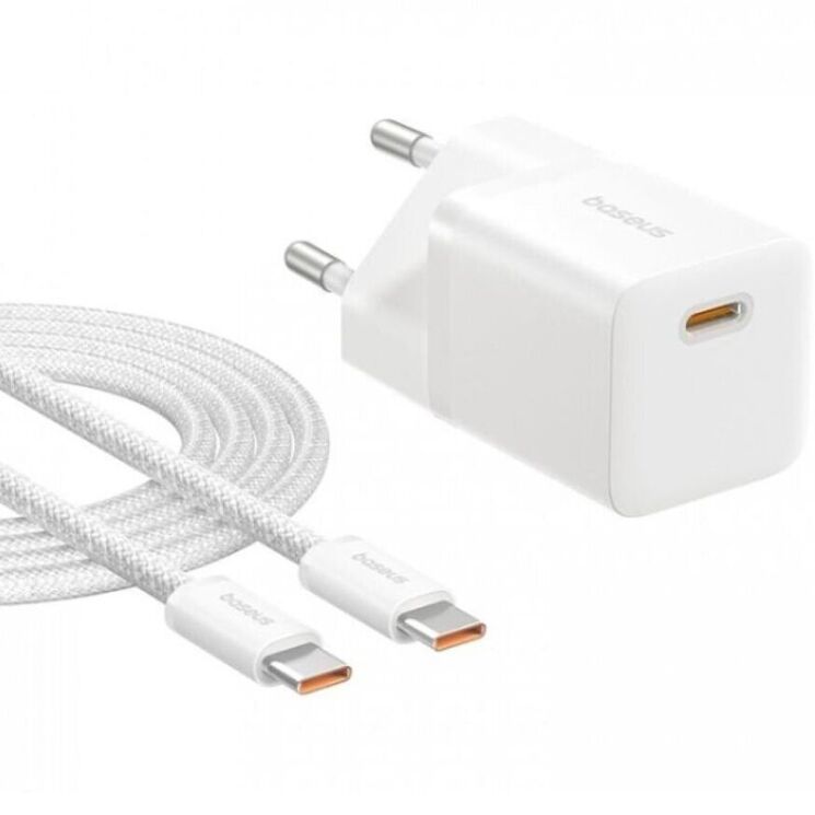 Мережевий зарядний пристрій Baseus GaN 1C 25W + кабель Type-C to Type-C (100W, 1m) P10110909213-01 - White: фото 1 з 3