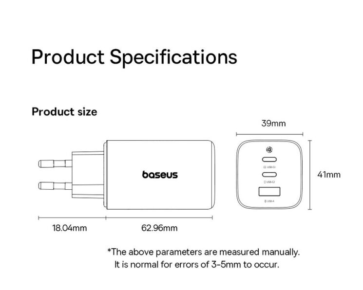 Сетевое зарядное устройство Baseus PicoGo AE11 2C+U (100W) E0121400 - Black: фото 21 из 23