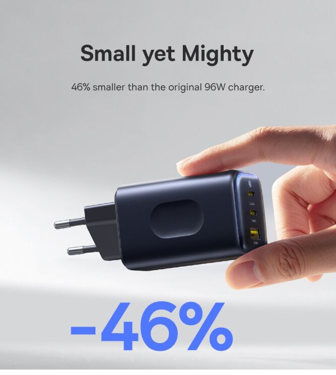 Сетевое зарядное устройство Baseus PicoGo AE11 2C+U (100W) E0121400 - Black: фото 10 из 23