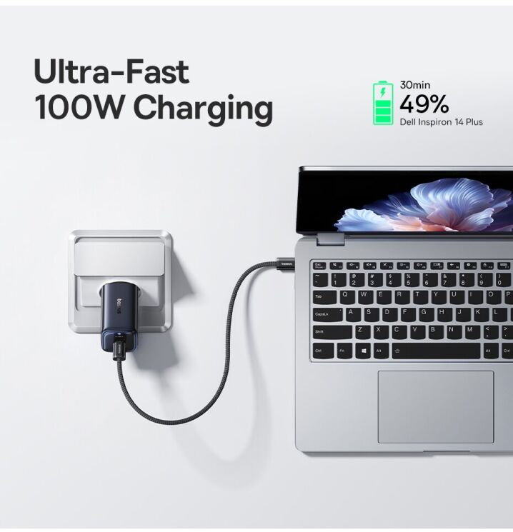 Сетевое зарядное устройство Baseus PicoGo AE11 2C+U (100W) E0121400 - Black: фото 7 из 23