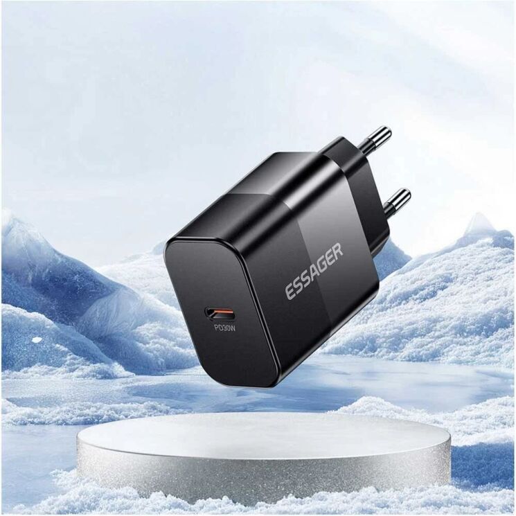Сетевое зарядное устройство ESSAGER 30W Type-C + кабель Type-C to Type-C (E30JSB1-SYTT1-T) - Black (995687B) Сетевое зарядное устройство ESSAGER 30W Type-C + кабель Type-C to Type-C (E30JSB1-SYTT1-T) - Black: фото 7 из 7