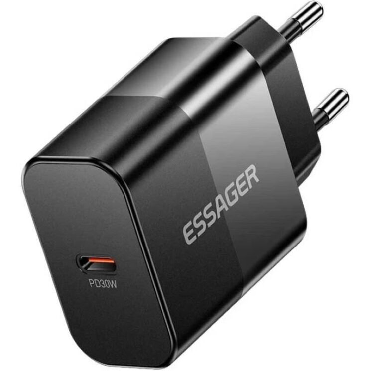 Сетевое зарядное устройство ESSAGER 30W Type-C + кабель Type-C to Type-C (E30JSB1-SYTT1-T) - Black (995687B) Сетевое зарядное устройство ESSAGER 30W Type-C + кабель Type-C to Type-C (E30JSB1-SYTT1-T) - Black: фото 4 из 7
