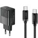 Сетевое зарядное устройство ESSAGER 30W Type-C + кабель Type-C to Type-C (E30JSB1-SYTT1-T) - Black (995687B). Фото 1 из 7