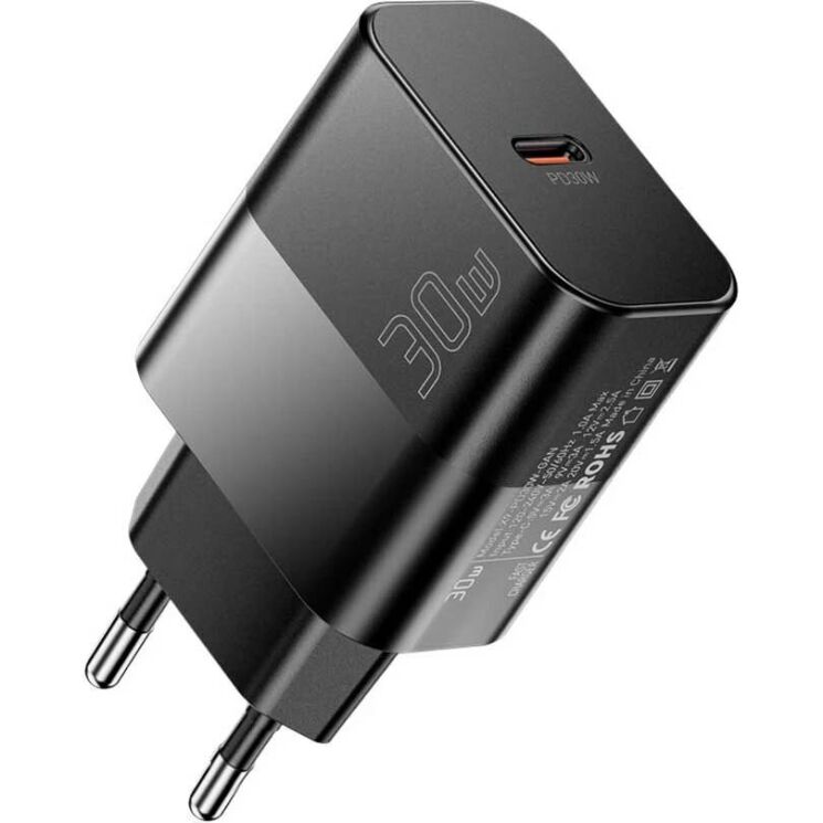 Сетевое зарядное устройство ESSAGER 30W Type-C + кабель Type-C to Type-C (E30JSB1-SYTT1-T) - Black (995687B) Сетевое зарядное устройство ESSAGER 30W Type-C + кабель Type-C to Type-C (E30JSB1-SYTT1-T) - Black: фото 2 из 7