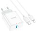 Сетевое зарядное устройство Hoco C104A (20W) + кабель Type-C to Lightning - White (960129W). Фото 2 из 9