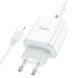 Сетевое зарядное устройство Hoco C104A (20W) + кабель Type-C to Lightning - White (960129W). Фото 4 из 9