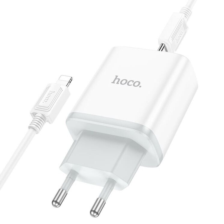 Сетевое зарядное устройство Hoco C104A (20W) + кабель Type-C to Lightning - White: фото 4 из 9