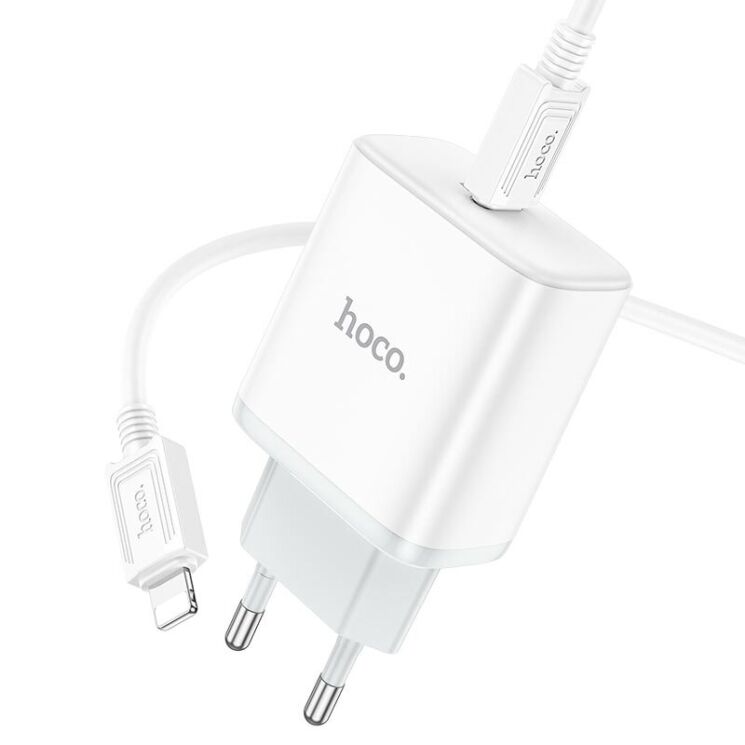 Сетевое зарядное устройство Hoco C104A (20W) + кабель Type-C to Lightning - White: фото 3 из 9