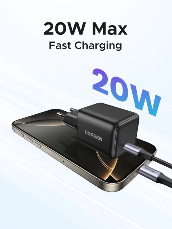 Сетевое зарядное устройство UGREEN X512 GaN 20W (Type-C) 55553 - Black: фото 5 из 8