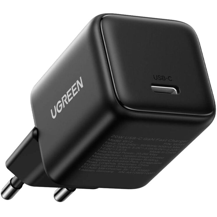 Сетевое зарядное устройство UGREEN X512 GaN 20W (Type-C) 55553 - Black: фото 1 из 8