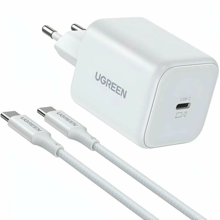 Сетевое зарядное устройство UGREEN X524 GaN 45W Type-C + кабель Type-C to Type-C (65055) - White (960245W) Сетевое зарядное устройство UGREEN X524 GaN 45W Type-C + кабель Type-C to Type-C (65055) - White: фото 4 из 14