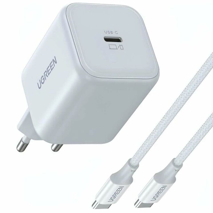 Сетевое зарядное устройство UGREEN X524 GaN 45W Type-C + кабель Type-C to Type-C (65055) - White (960245W) Сетевое зарядное устройство UGREEN X524 GaN 45W Type-C + кабель Type-C to Type-C (65055) - White: фото 2 из 14