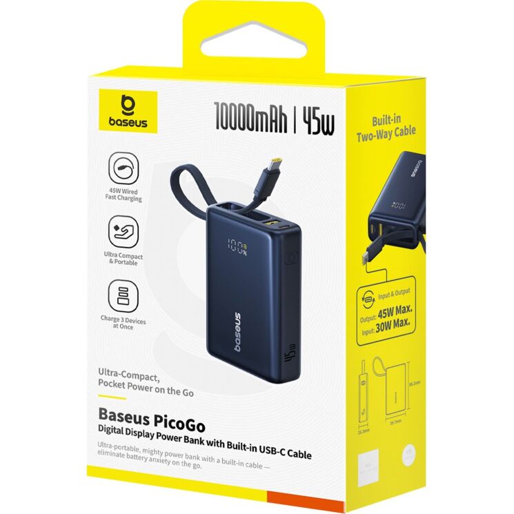 Внешний аккумулятор Baseus PicoGo 45W (10000mAh) + кабель Type-C P10076803123-00 - Black: фото 4 из 23