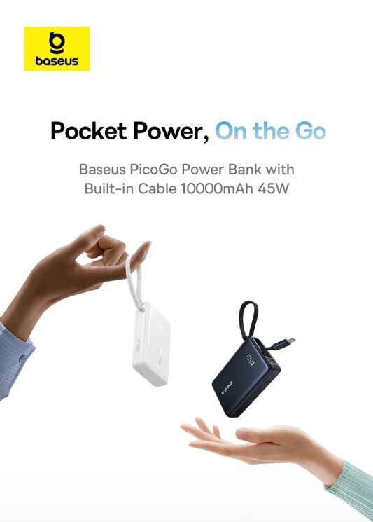 Внешний аккумулятор Baseus PicoGo 45W (10000mAh) + кабель Type-C P10076803123-00 - Black: фото 6 из 23