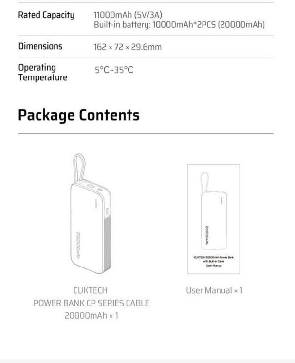 Внешний аккумулятор CUKTECH PB200N 55W (20000mAh) - Gray: фото 17 из 17