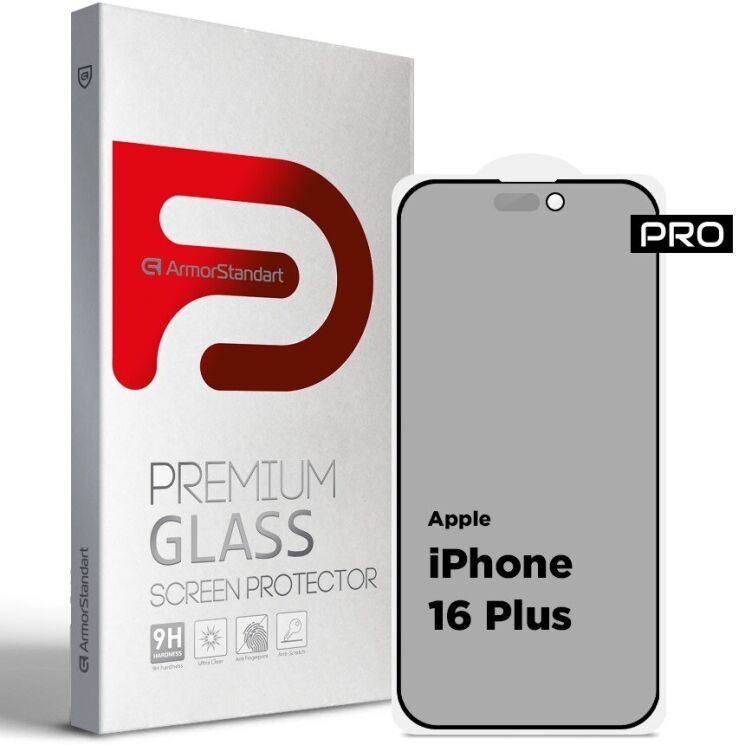 Защитное стекло ArmorStandart Pro Anti-spy Matte для Apple iPhone 16 Plus - Black: фото 1 из 1
