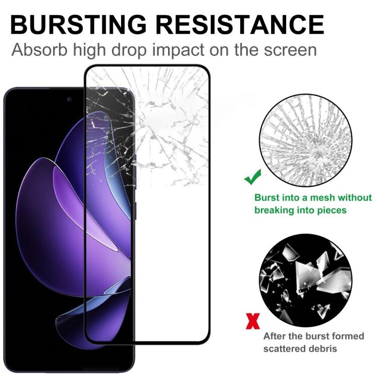 Захисне скло Deexe Full Glue Coverage для OPPO Reno 13 F/FS 5G - Black: фото 4 з 4