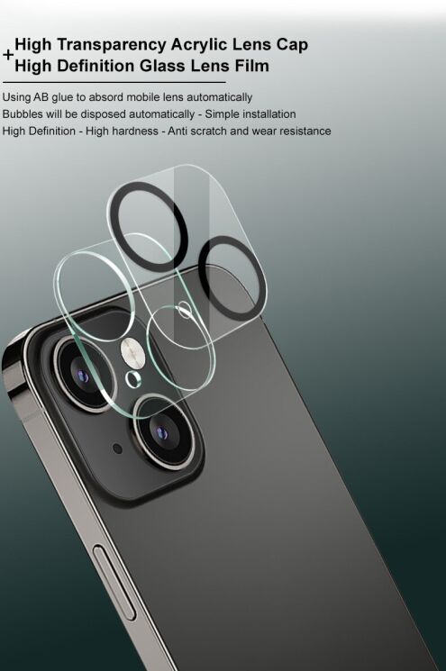 Защитное стекло на камеру IMAK Integrated Lens Protector для Apple iPhone 13 / iPhone 13 mini - Black: фото 5 из 11